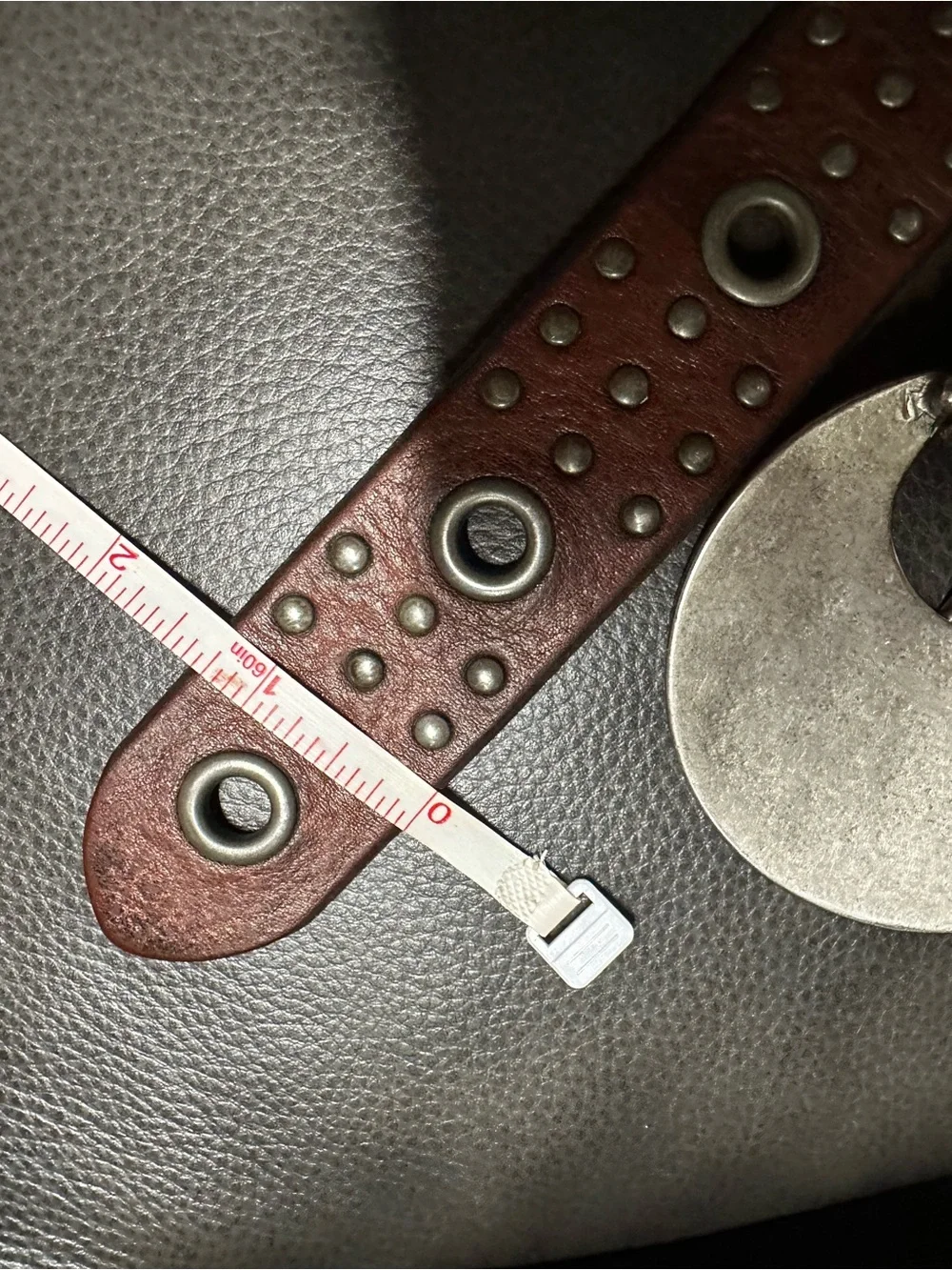 Armani Jeans Distressed Leather Belt with Large Silver Branded Buckle